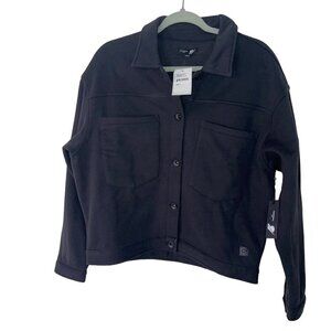 Fundamental Coast Womens Kelly Fleece Jacket Size Large Black Cotton Blend New